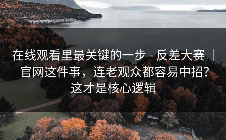 在线观看里最关键的一步 - 反差大赛 ｜ 官网这件事，连老观众都容易中招？这才是核心逻辑